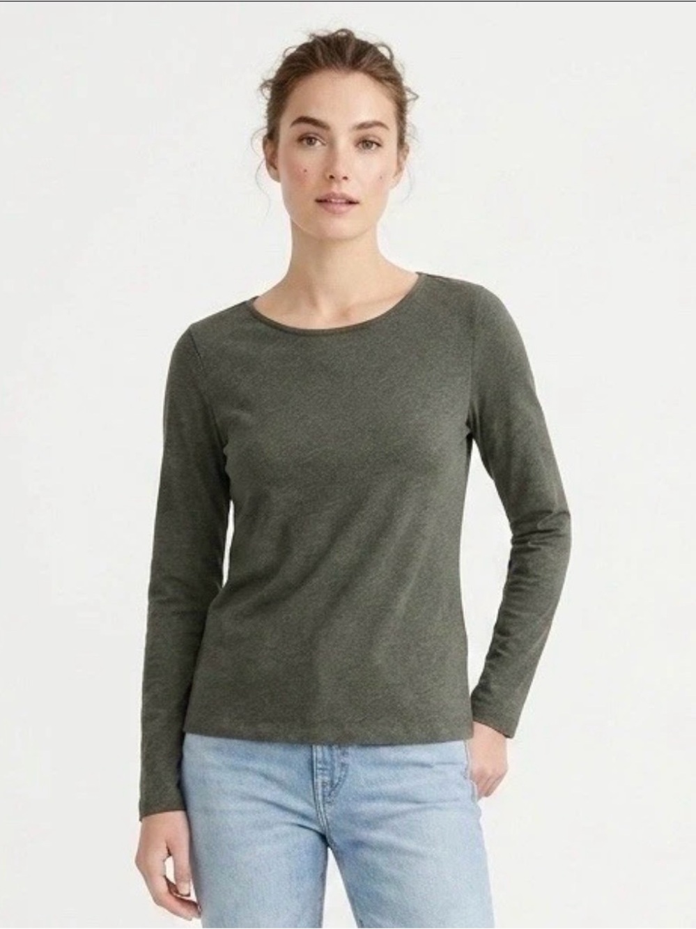 J.Crew Olive Green Boatneck Long Sleeve Artist Tee Shirt | Size L